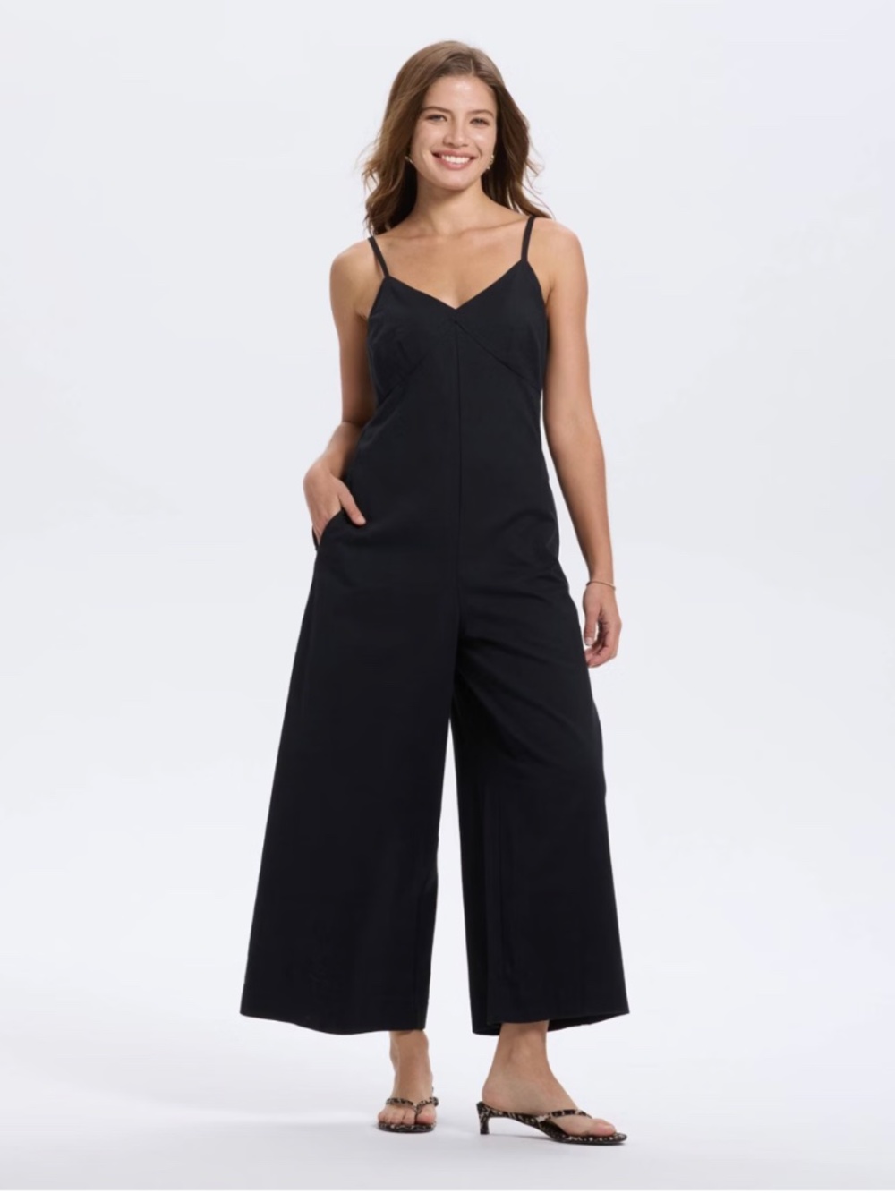 Women's V-Neck Wide Leg Jumpsuit - A New Day™ Black Size M NWT